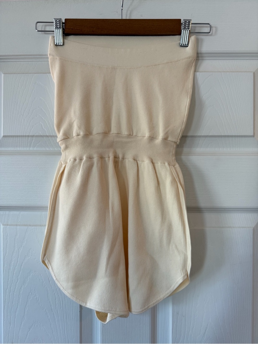 Live The Process Cream Ribbed Strapless Romper - Picture 2 of 4